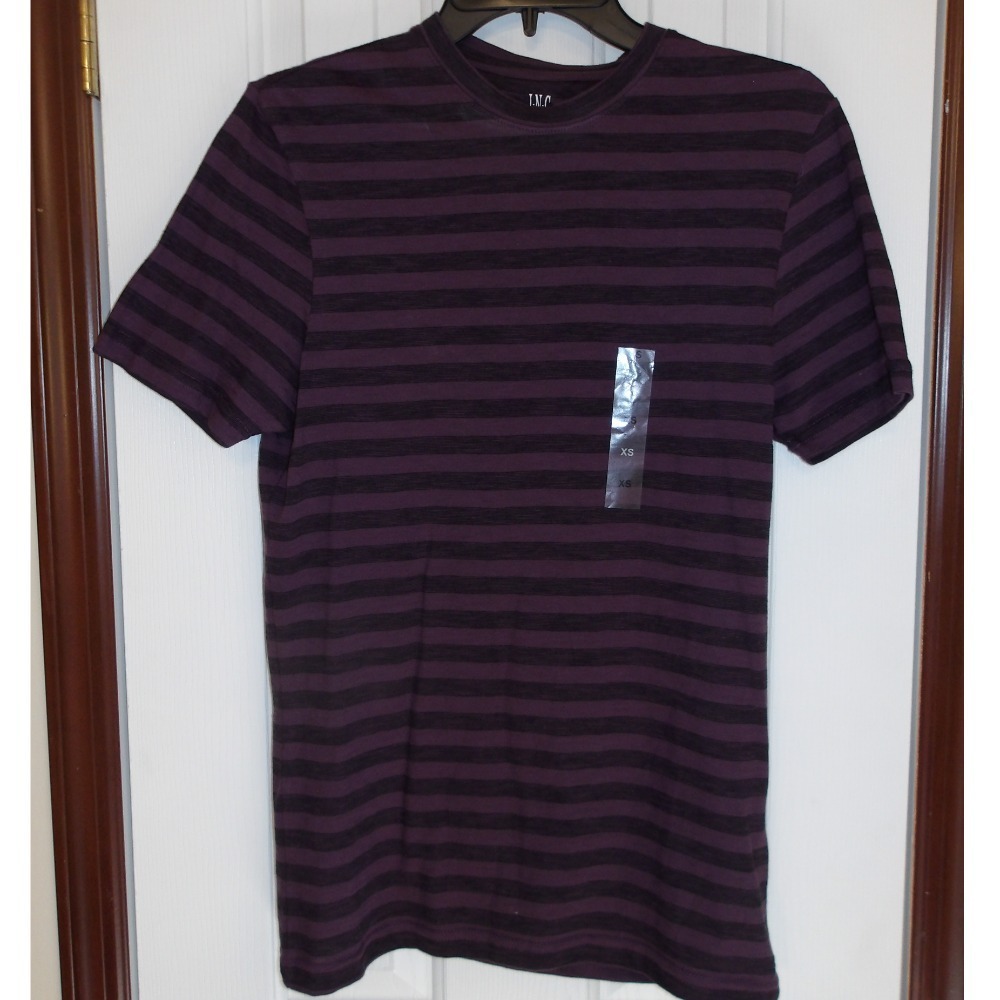 INC Striped T-Shirt Plum‎ Perfect Crew Neck Short Sleeve Tee XS